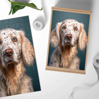 Dřevěné puzzle Anglický setr realistic