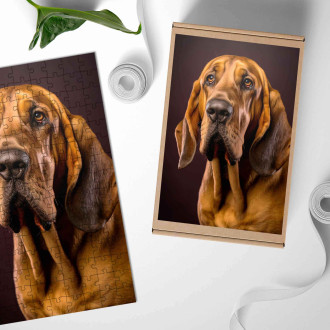 Dřevěné puzzle Bloodhound realistic