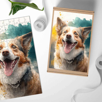 Dřevěné puzzle Komondorok akvarel
