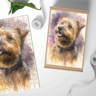 Dřevěné puzzle Norfolský teriér akvarel