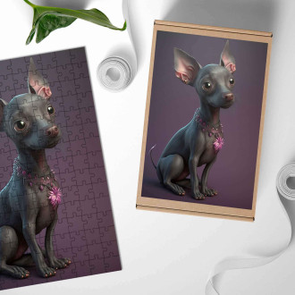 Dřevěné puzzle Xoloitzcuintli animovaný