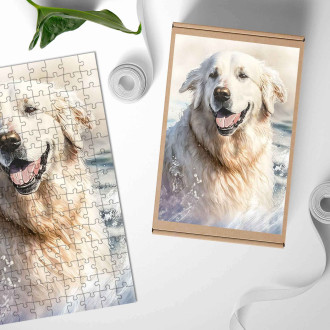 Dřevěné puzzle Kuvaszok akvarel