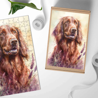 Dřevěné puzzle Irský setr akvarel