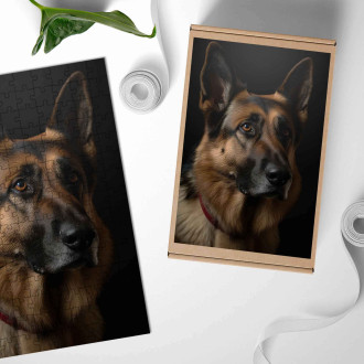 Dřevěné puzzle Německý ovčák realistic