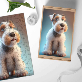 Dřevěné puzzle Foxteriér drsnosrstý animovaný