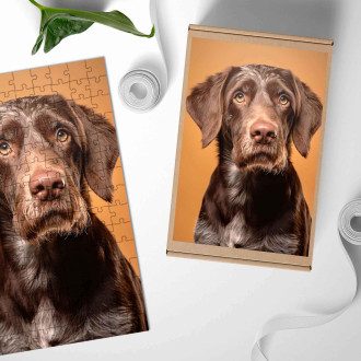 Dřevěné puzzle Německý ohař drátosrstý realistic