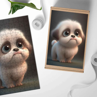 Dřevěné puzzle Pyrenejský horský pes animovaný