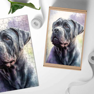 Dřevěné puzzle Cane Corso akvarel