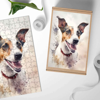 Dřevěné puzzle Foxteriér hladkosrstý akvarel
