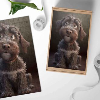 Dřevěné puzzle Německý ohař drátosrstý animovaný