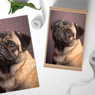 Dřevěné puzzle Mopsík realistic