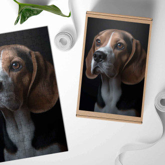 Dřevěné puzzle Beagle realistic
