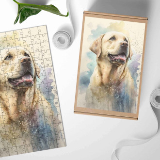 Dřevěné puzzle Labradorský retrívr akvarel