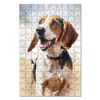 Dřevěné puzzle Anglický Foxhound akvarel
