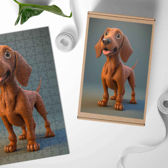 Dřevěné puzzle Redbone Coonhound animovaný
