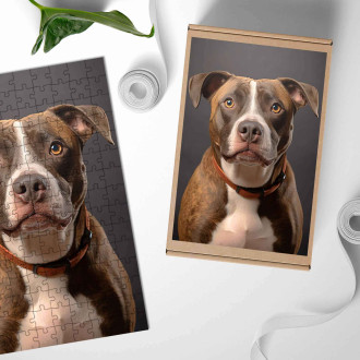 Dřevěné puzzle Americký stafordšírský teriér realistic