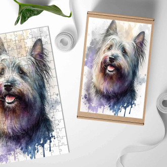 Dřevěné puzzle Skye Teriér akvarel