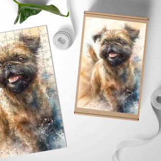 Dřevěné puzzle Brussels Griffon akvarel