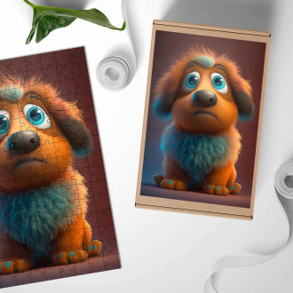 Dřevěné puzzle Afghánský chrt animovaný