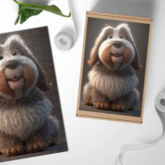 Dřevěné puzzle Velký basset Griffon Vendéen animovaný