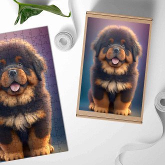 Dřevěné puzzle Tibetský mastif animovaný