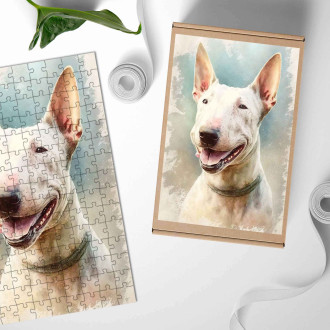 Dřevěné puzzle Bull Terrier akvarel
