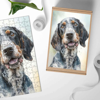 Dřevěné puzzle Bluetick Coonhound akvarel