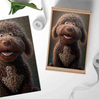 Dřevěné puzzle Španělský vodní pes animovaný