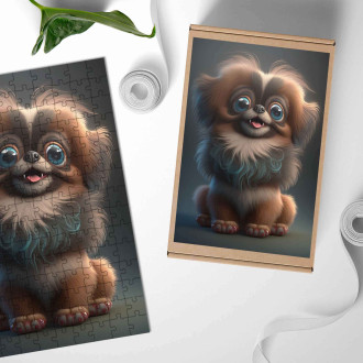Dřevěné puzzle Tibetský španěl animovaný