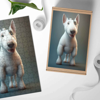 Dřevěné puzzle Miniaturní bulteriér animovaný