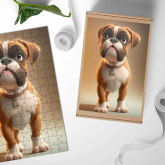 Dřevěné puzzle Boxer animovaný