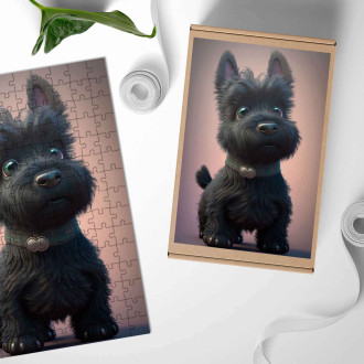 Dřevěné puzzle Skotský teriér animovaný