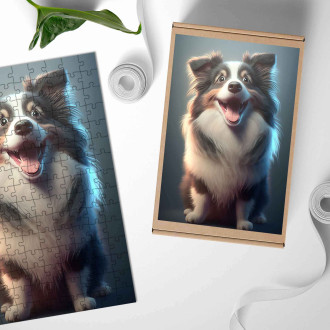 Dřevěné puzzle Kolie animovaný