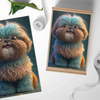 Dřevěné puzzle Shih Tzu animovaný