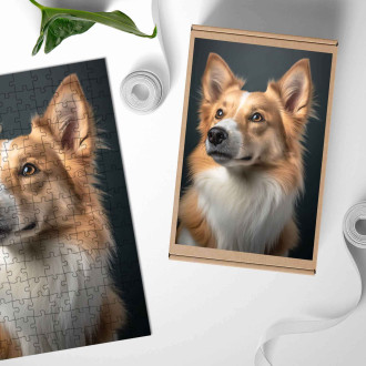 Dřevěné puzzle Norský Lundehund realistic
