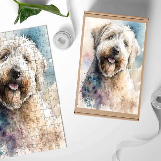Dřevěné puzzle Soft Coated Wheaten Terrier akvarel