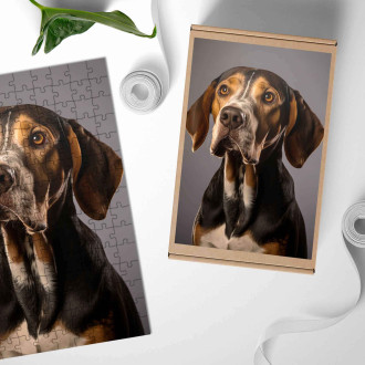 Dřevěné puzzle Americký anglický coonhound realistic