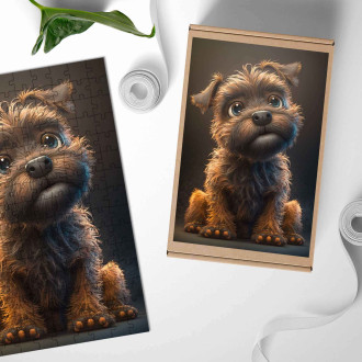 Dřevěné puzzle Border teriér animovaný