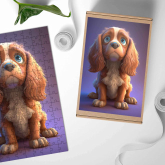 Dřevěné puzzle Anglický kokršpaněl animovaný