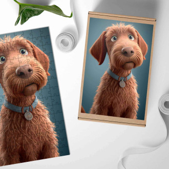 Dřevěné puzzle Wirehaired Vizsla animovaný