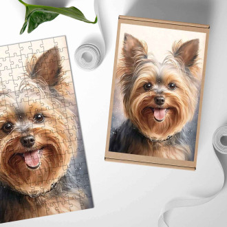 Dřevěné puzzle Jorkšírský teriér akvarel