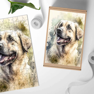 Dřevěné puzzle Anatolský pastevecký pes akvarel