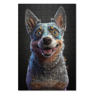 Dřevěné puzzle Australský honácký pes animovaný