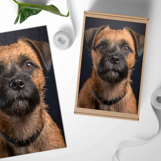 Dřevěné puzzle Border teriér realistic