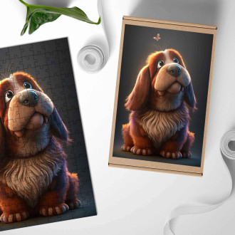 Dřevěné puzzle Petit Basset Griffon Vendéen animovaný