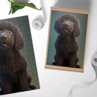Dřevěné puzzle Curly Coated Retriever animovaný