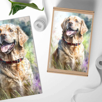 Dřevěné puzzle Bouviers des Flandre akvarel