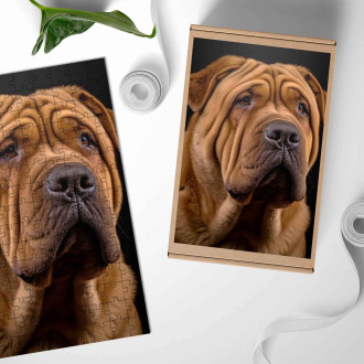 Dřevěné puzzle Čínský Shar-Pei realistic