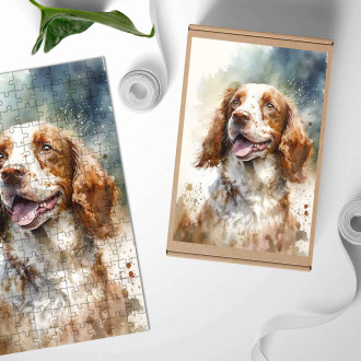 Dřevěné puzzle Welsh Springer Spaniel akvarel