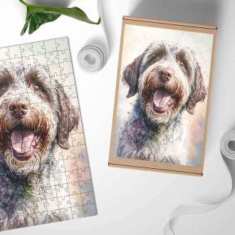 Dřevěné puzzle Foxteriér drsnosrstý akvarel